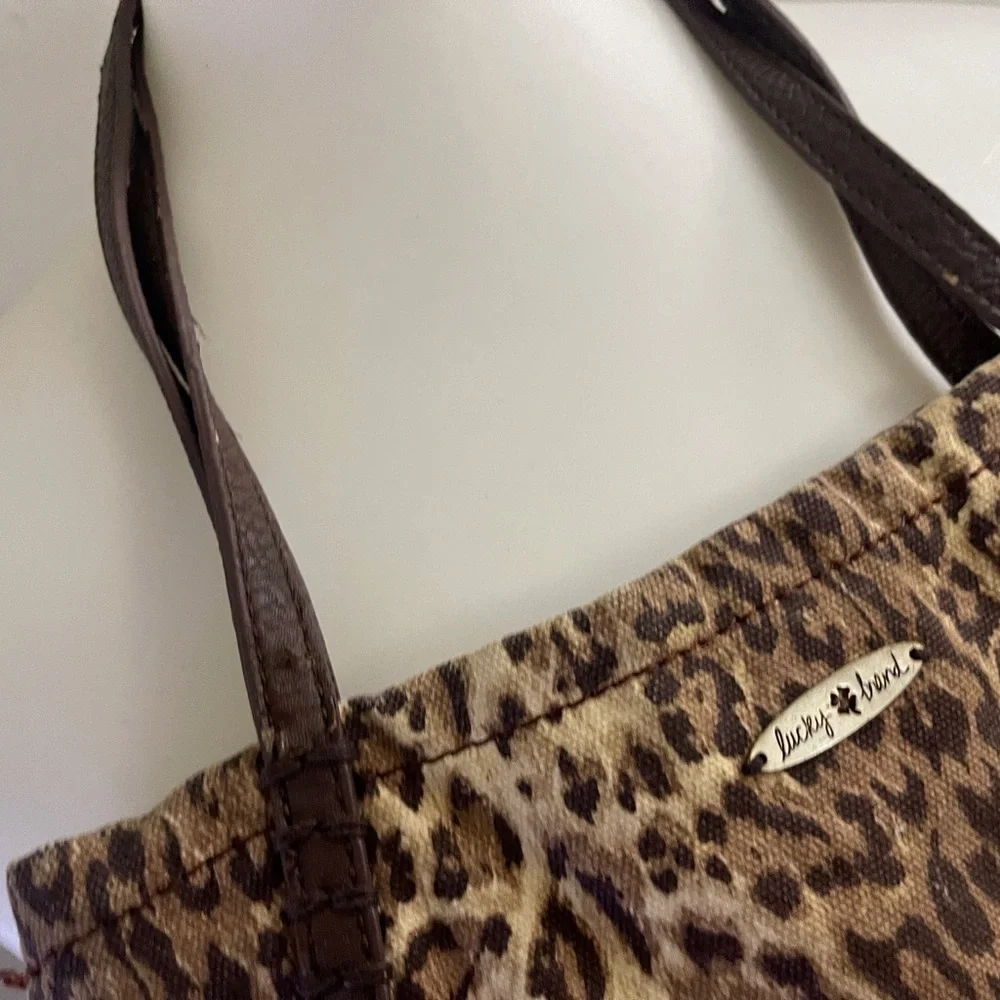 Lucky Brand Brown Leopard Tote Bag Animal Print Boho Chic Casual Y2K School